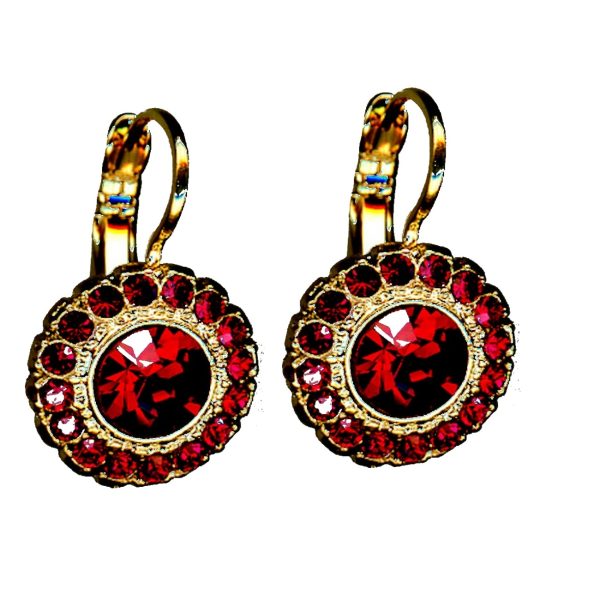Earrings By Mariana Woman Sparkling Siam and Ruby and Burgundy Swarovski Crystals