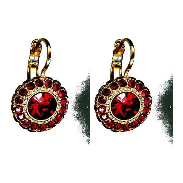 Earrings By Mariana Woman Sparkling Siam and Ruby and Burgundy Swarovski Crystals