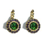 Earrings By Mariana Woman Timeless Olivine Green and Teal Swarovski Crystals