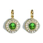 Earrings By Mariana Woman Sparkling Emerald and Clear Swarovski Crystals - Image 2