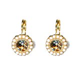 Earrings By Mariana Woman Exquisite Pearl and Blue Swarovski Crystals - Image 2