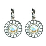 Earrings By Mariana Woman Beautiful Coral and Teal Swarovski Crystals - Image 2