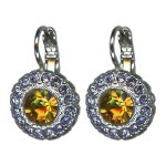 Earrings By Mariana Woman Elegant Turquoise and Fuchsia Swarovski Crystals