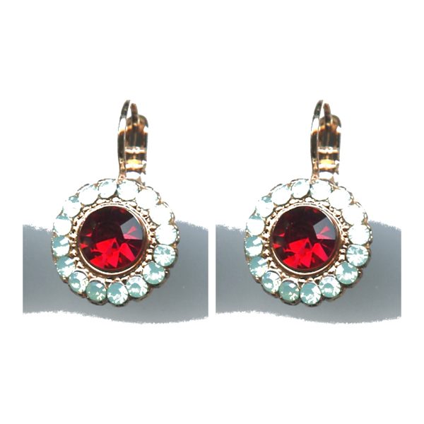 Earrings By Mariana Woman Striking Opal and Red Swarovski Crystals