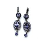 Earrings By Mariana Woman Beautiful Dangling Tanzanite Swarovski Crystals - Image 2