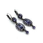 Earrings By Mariana Woman Beautiful Dangling Tanzanite Swarovski Crystals - Image 4