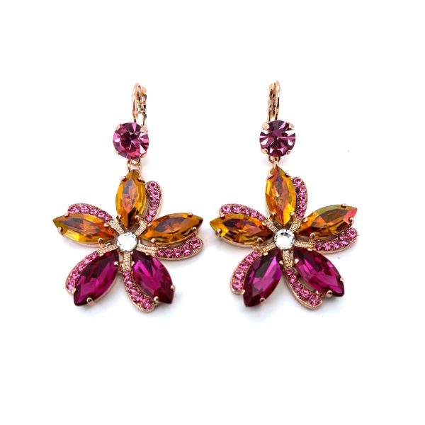 Earrings By Mariana Woman Stylish Pink, Fuchsia and Rose Opal Swarovski Crystals