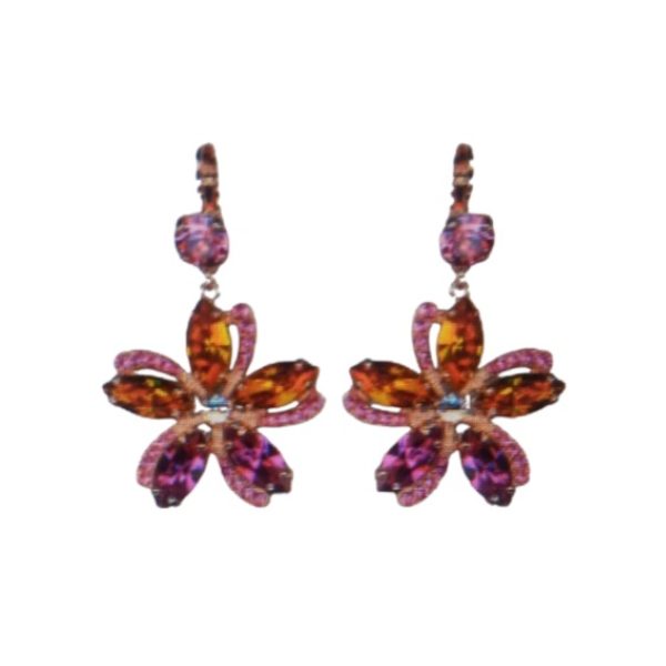 Earrings By Mariana Woman Stylish Pink, Fuchsia and Rose Opal Swarovski Crystals
