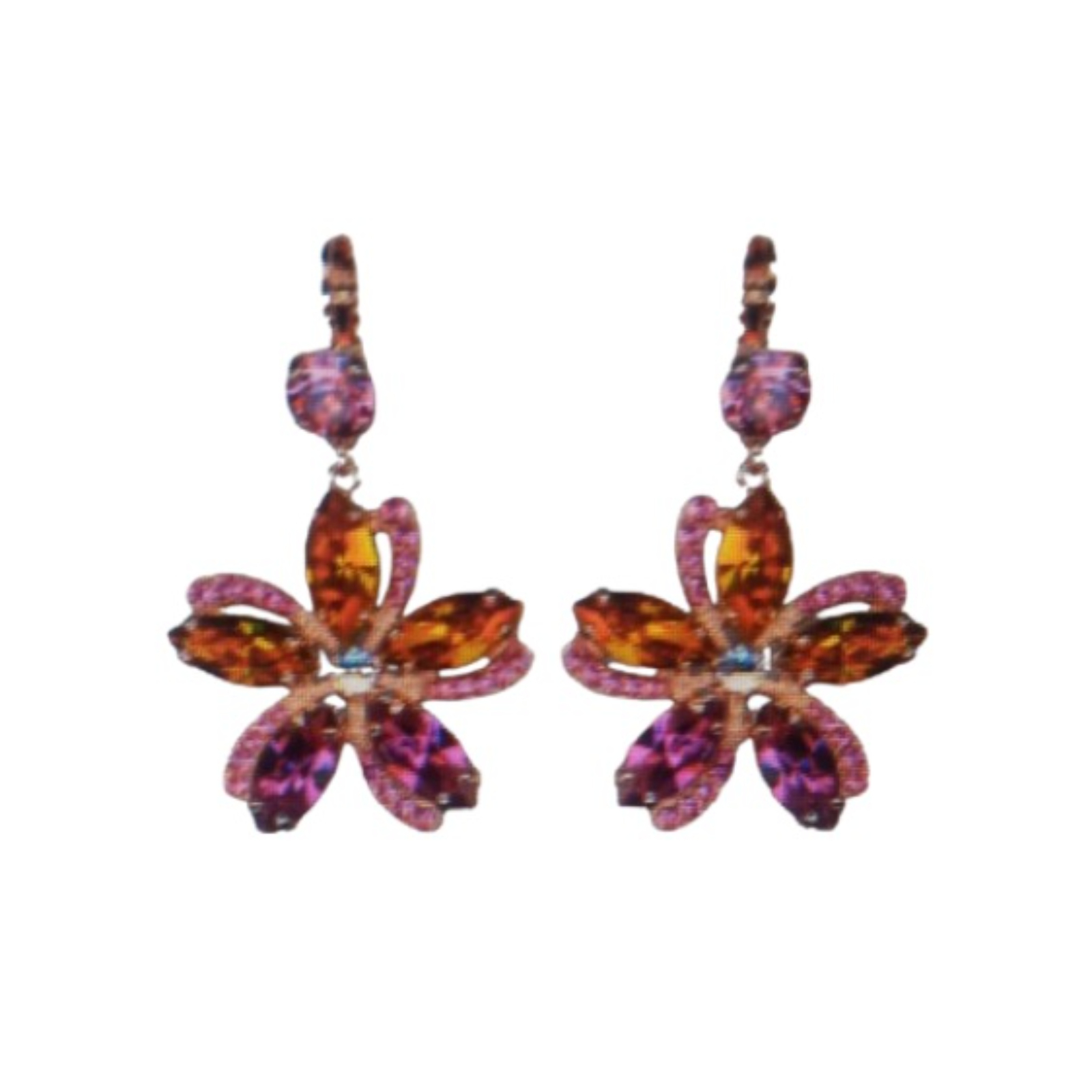 E-1224-4001-RG6 Earrings By Mariana Woman Stylish Pink, Fuchsia and Rose Opal Swarovski Crystals - Image 1