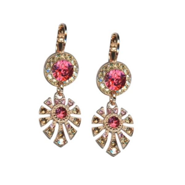 Earrings By Mariana Woman Chic Pink, Golden and Light Rose Swarovski Crystals