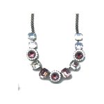 Necklace By Mariana Woman Elegant Rose and White Opal Swarovski Crystals