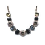 Necklace By Mariana Woman Elegant Black Diamond and Golden Swarovski Crystals