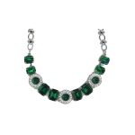 Necklace By Mariana Woman Elegant Emerald and Clear Swarovski Crystals