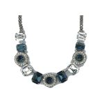 Necklace By Mariana Woman Elegant Capri Blue and Light Peach Swarovski Crystals