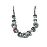 Necklace By Mariana Woman Elegant Black Diamond and Greige Swarovski Crystals