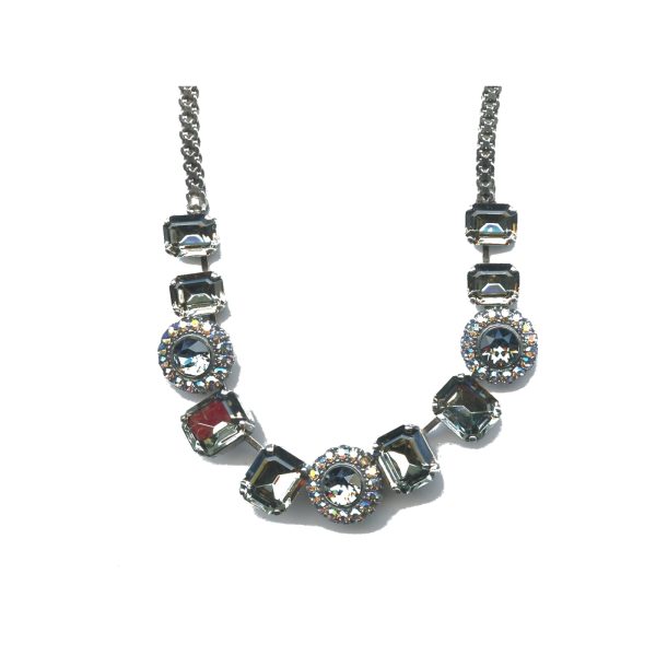 Necklace By Mariana Woman Elegant Black Diamond and Greige Swarovski Crystals