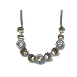 Necklace By Mariana Woman Elegant Champagne and Amber Swarovski Crystals