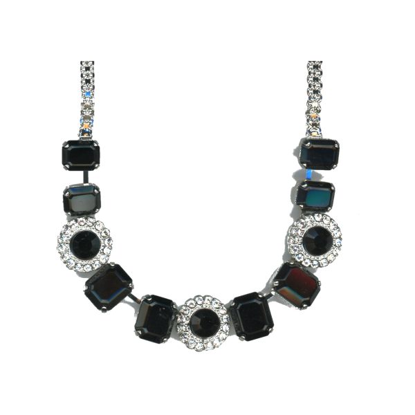Necklace By Mariana Woman Elegant Jet Black and Clear Swarovski Crystals