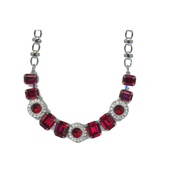 Necklace By Mariana Woman Elegant Ruby and Clear Swarovski Crystals