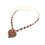 Necklace By Mariana Woman Heart Shape Pink, Golden and Rose Swarovski Crystals - Image 3