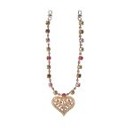 Necklace By Mariana Woman Heart Shape Pink, Golden and Rose Swarovski Crystals