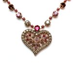 Necklace By Mariana Woman Heart Shape Pink, Golden and Rose Swarovski Crystals - Image 2
