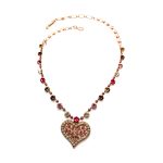 Necklace By Mariana Woman Heart Shape Pink, Golden and Rose Swarovski Crystals