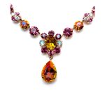 Necklace By Mariana Woman Beautiful Fuchsia and Rose Swarovski Crystals - Image 2