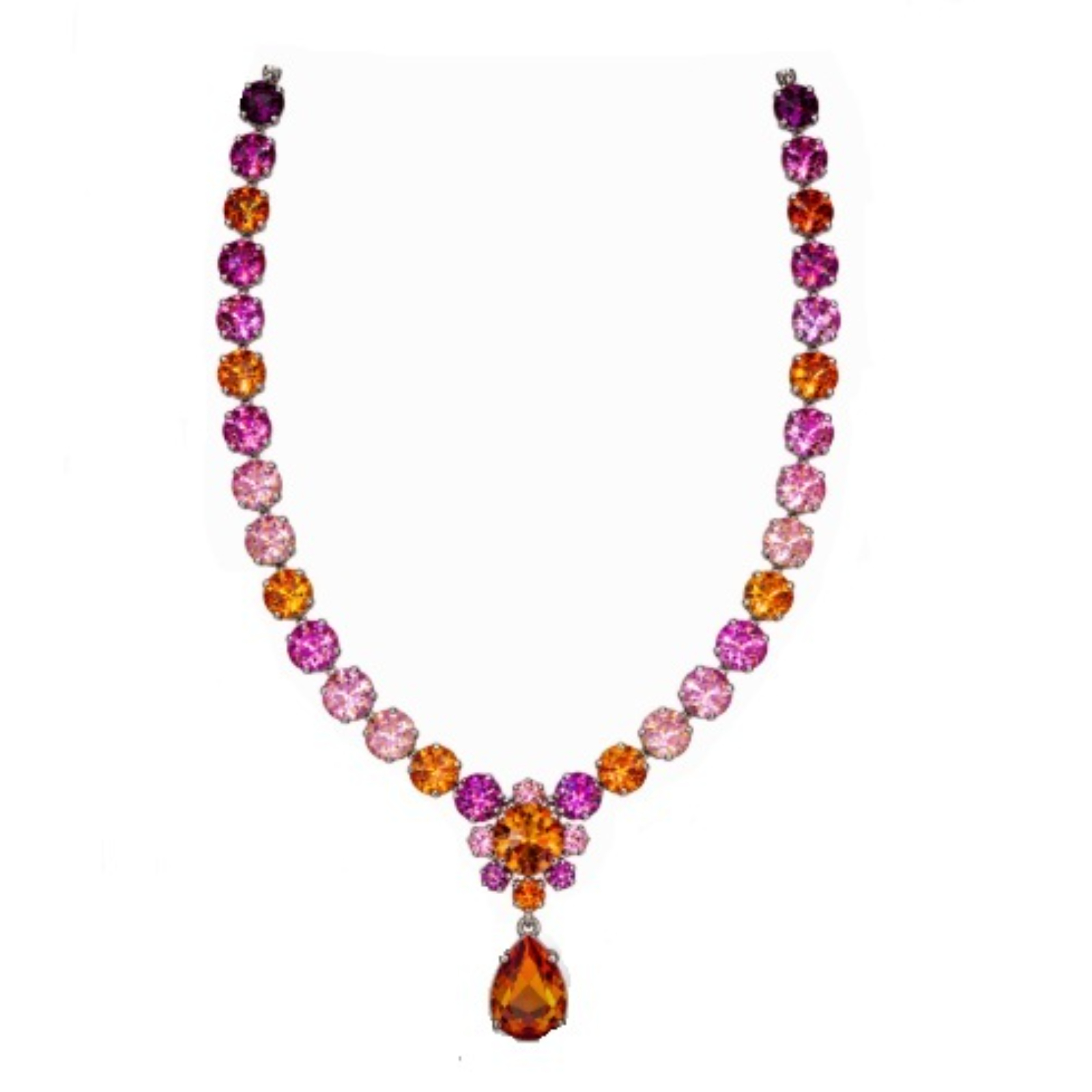 N-3252-4-4001-RG Necklace By Mariana Woman Beautiful Fuchsia and Rose Swarovski Crystals - Image 1