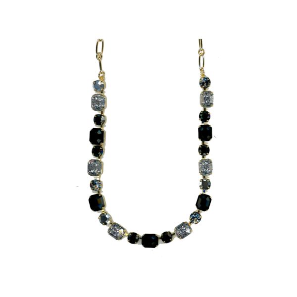 Necklace By Mariana Woman Stylish Jet Silver Night and Hematite Swarovski Crystals
