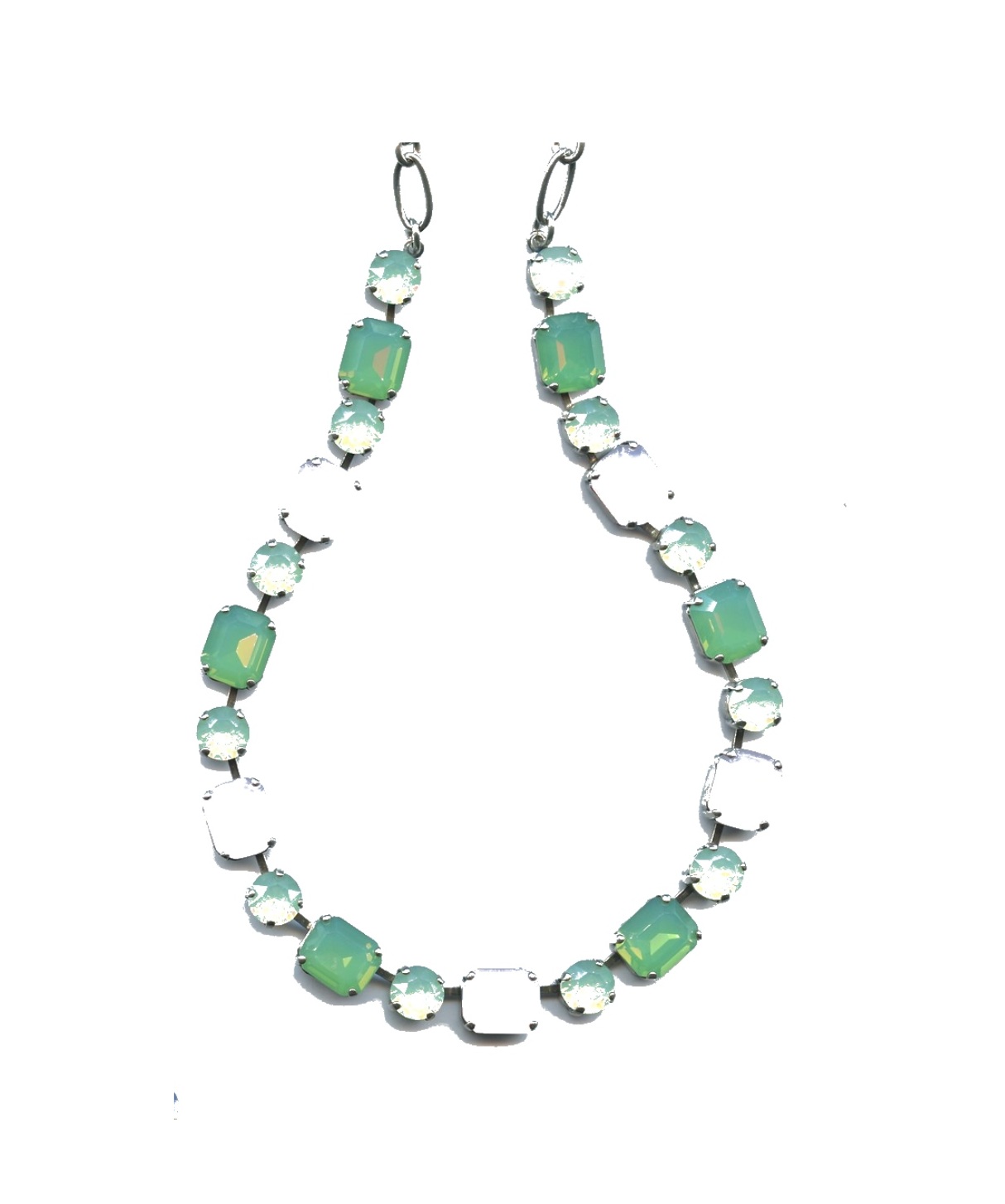 N-3320-1-1342-SP Necklace By Mariana Woman Glamorous Foam Green and Opal Swarovski Crystals - Image 1