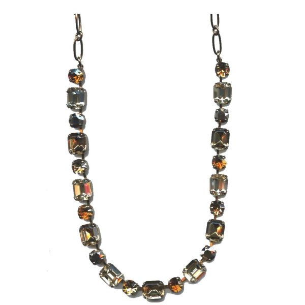 Necklace By Mariana Woman Luxurious Topaz and Golden Shadow Swarovski Crystals