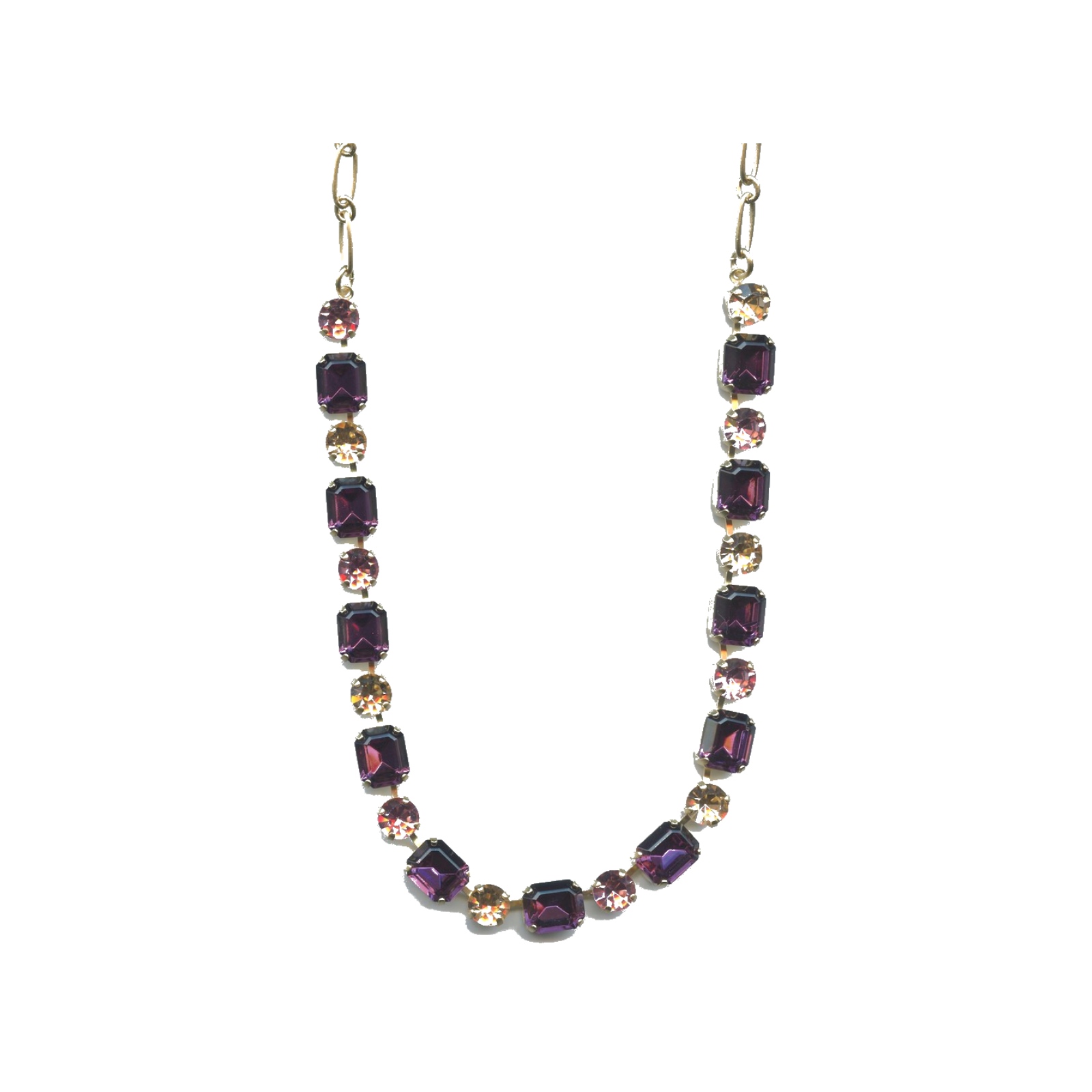 N-3320-1-2043-RG Necklace By Mariana Woman Fashionable Golden Shadow and Purple Swarovski Crystals - Image 1