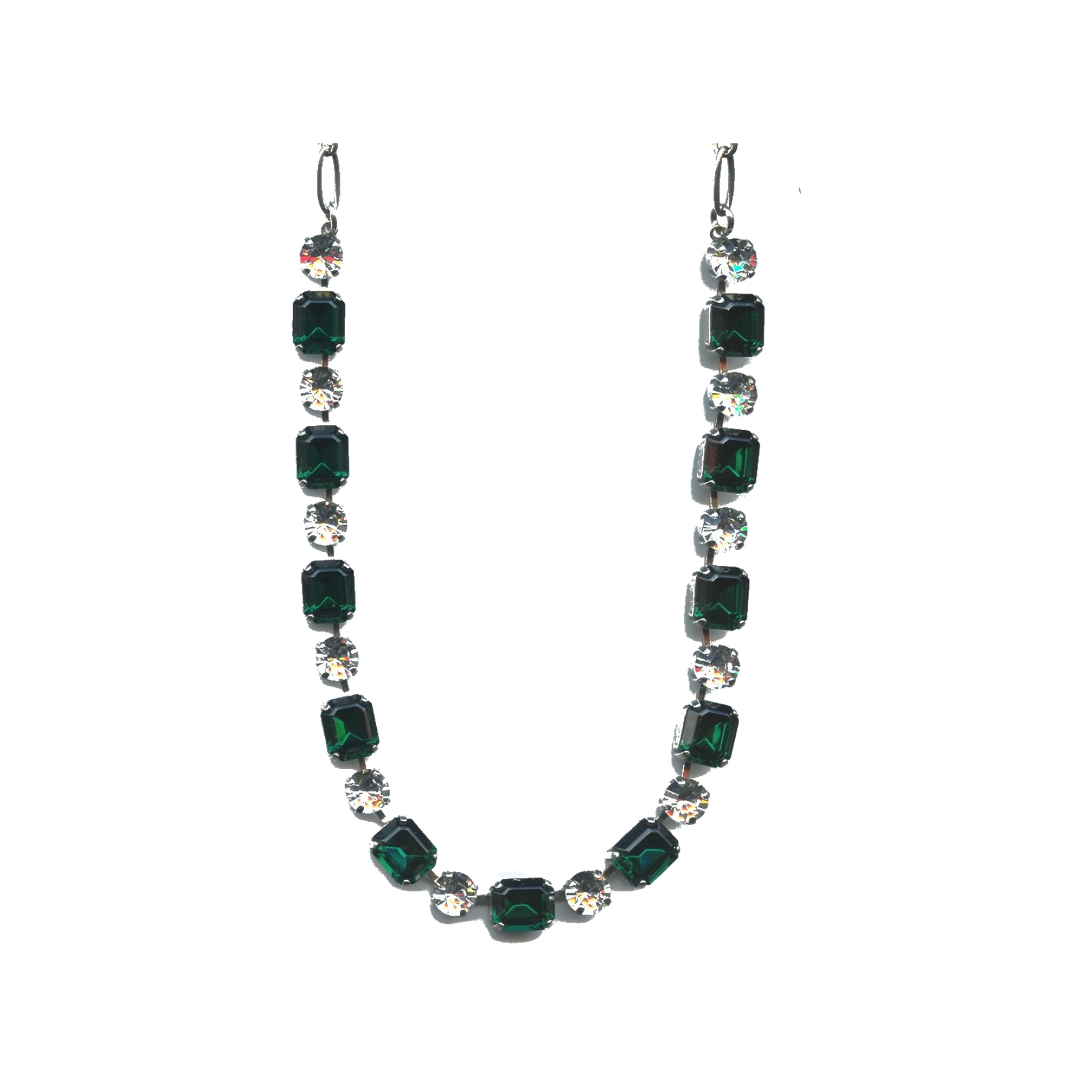 N-3320-1-205001-SP Necklace By Mariana Woman Modern Emerald and Crystal Clear Swarovski Crystals - Image 1