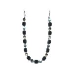 Necklace By Mariana Woman Modern Shell Mineral and Black Swarovski Crystals