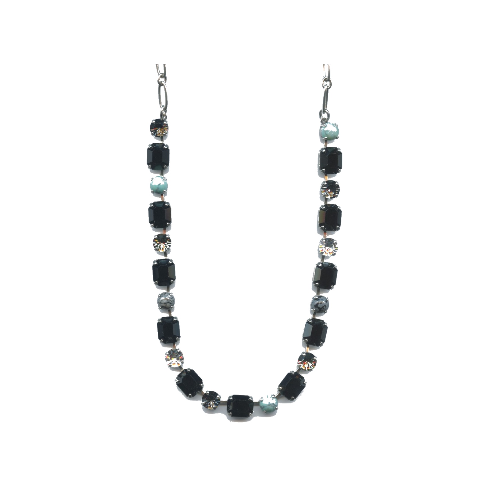 N-3320-1-M1081-SP Necklace By Mariana Woman Modern Shell Mineral and Black Swarovski Crystals - Image 1