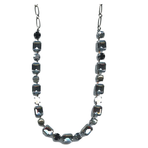 Necklace By Mariana Woman Beautiful Snowflake Obsidian and Swarovski Crystals