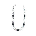 Necklace By Mariana Woman Dazzling Shell Mineral and Jet Black Swarovski Crystals
