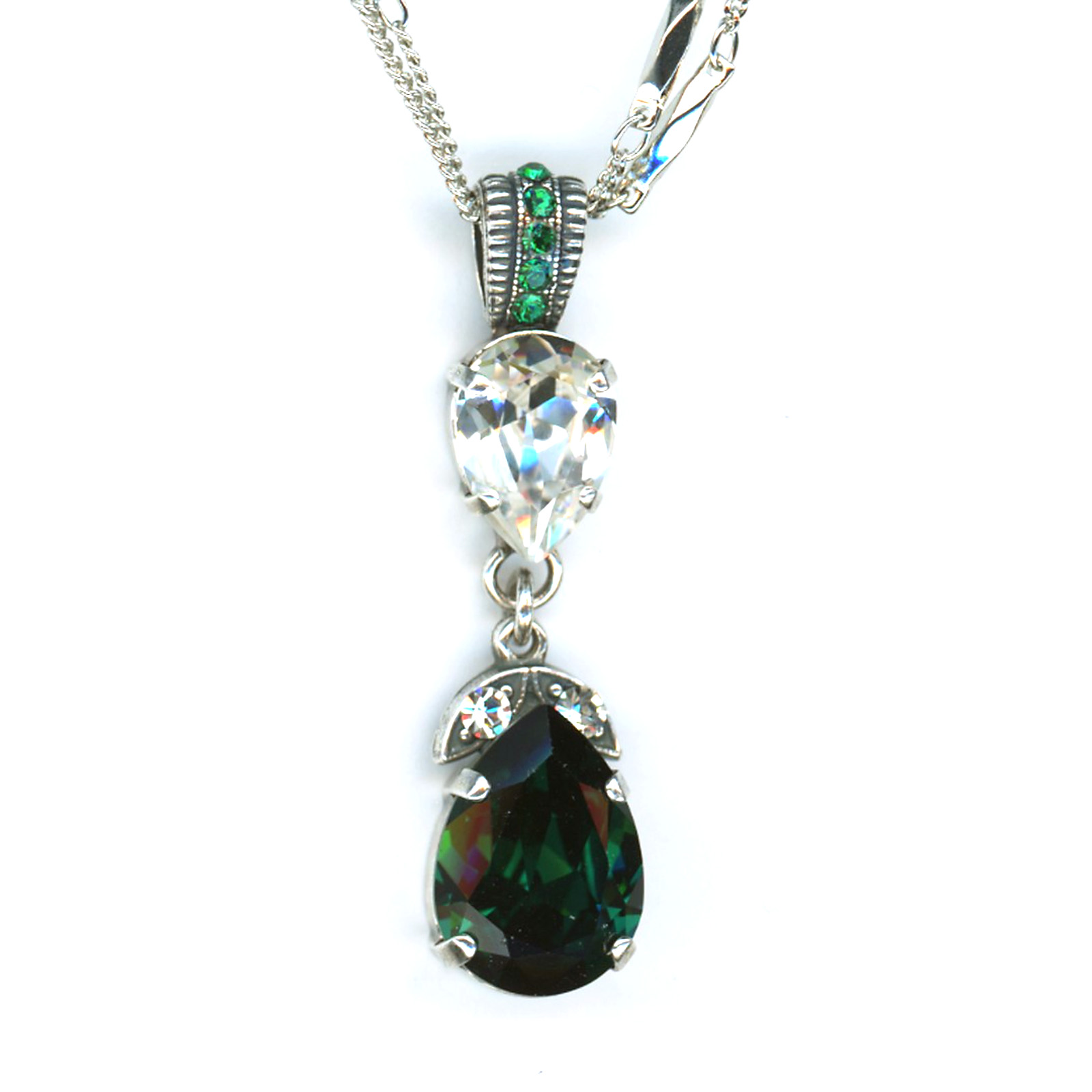 N-5032-4-001205-SP Pendant By Mariana Woman Beautiful Emerald and Clear Swarovski Crystals - Image 1