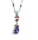 Pendant By Mariana Woman Timeless Tanzanite and Rose Peach Swarovski Crystals