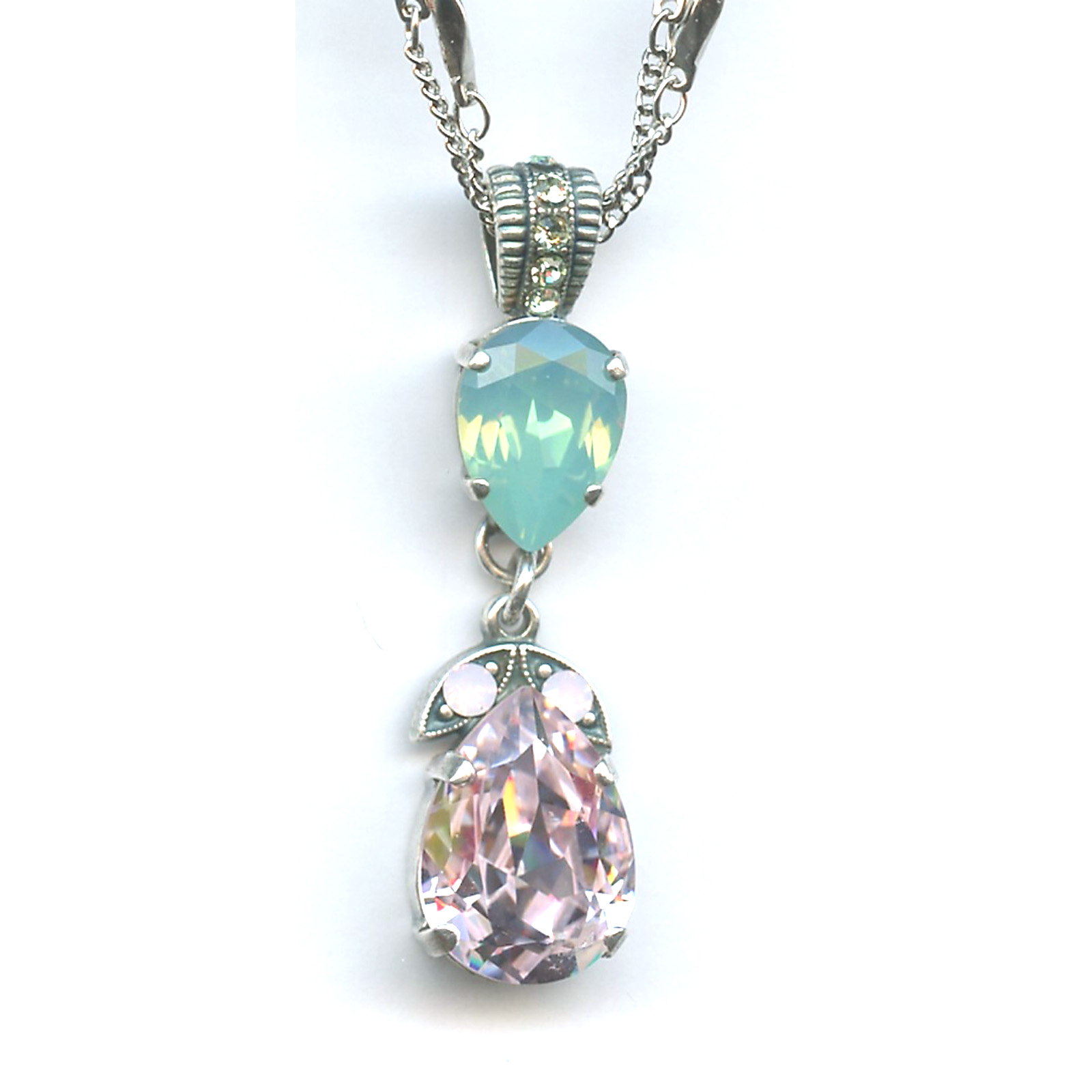 N-5032-4-1028-SP Pendant By Mariana Woman Graceful Chrysolite, Clear and Light Rose Swarovski Crystals - Image 1