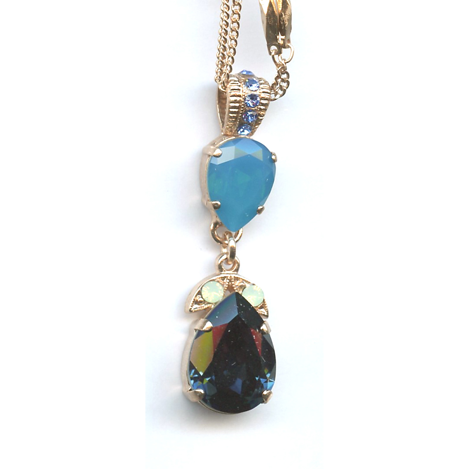 N-5032-4-1041-RG Pendant By Mariana Woman Delicate Blue Opal and Blue Zircon Swarovski Crystals - Image 1