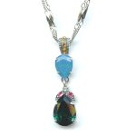 Pendant By Mariana Woman Stylish Emerald and Caribbean Blue Opal Swarovski Crystals