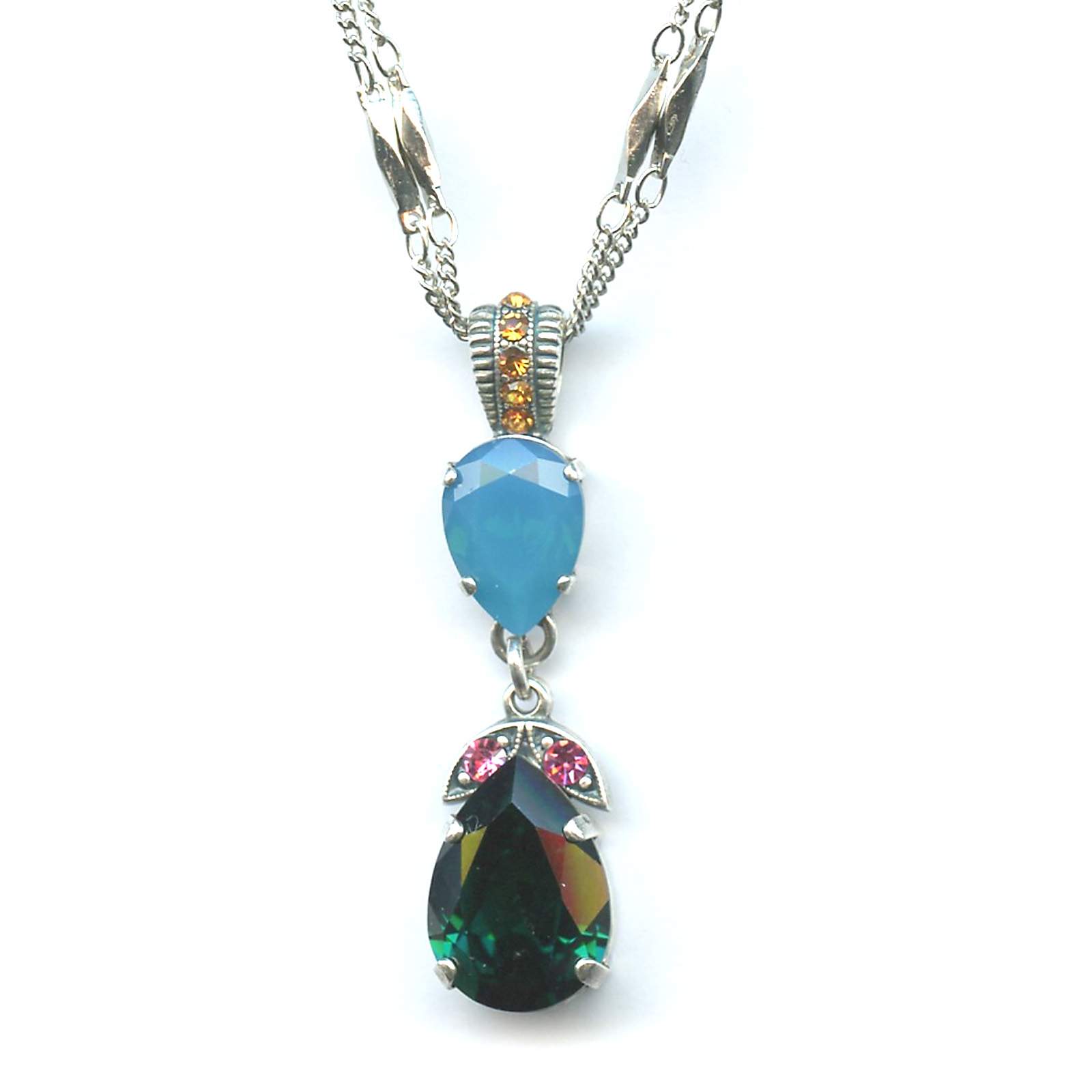 N-5032-4-1086-SP Pendant By Mariana Woman Stylish Emerald and Caribbean Blue Opal Swarovski Crystals - Image 1