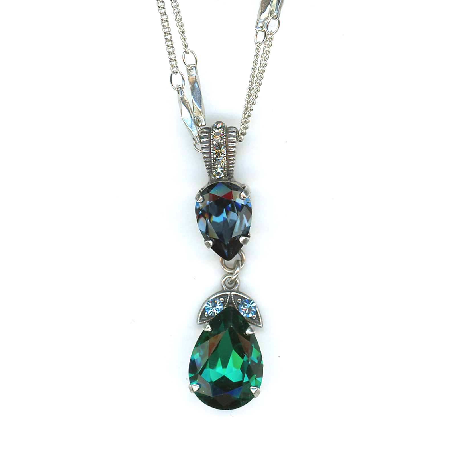 N-5032-4-1114-SP Pendant By Mariana Woman Graceful Montana and Teal Swarovski Crystals - Image 1