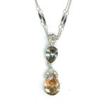 Pendant By Mariana Woman Radiant Golden Shadow and Azure Swarovski Crystals