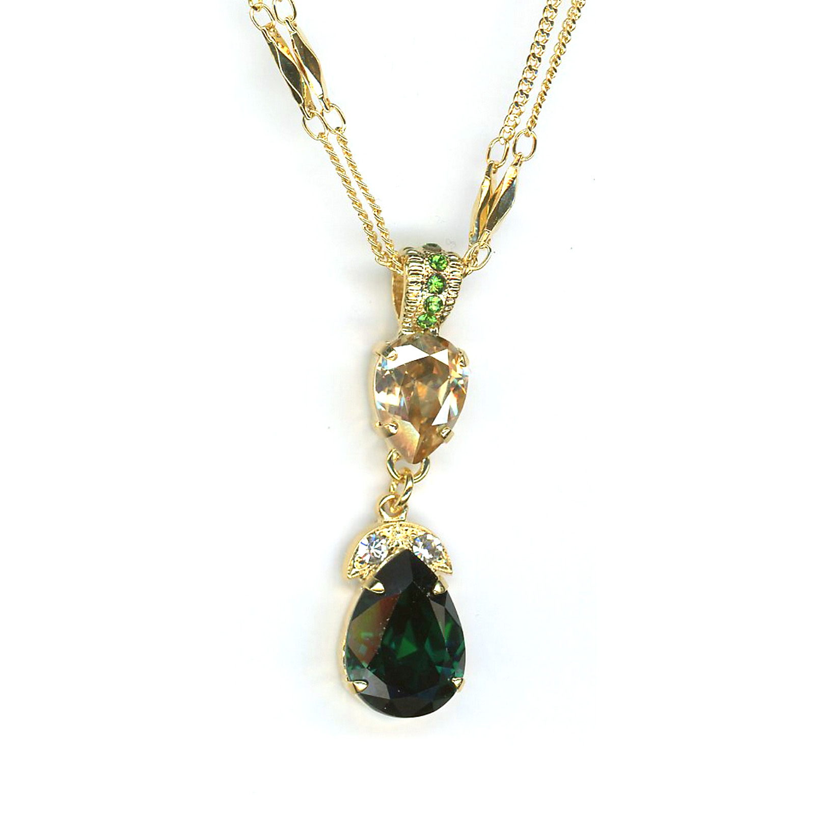 N-5032-4-1167-YG Pendant By Mariana Woman Stylish Emerald and Golden Shadow Swarovski Crystals - Image 1