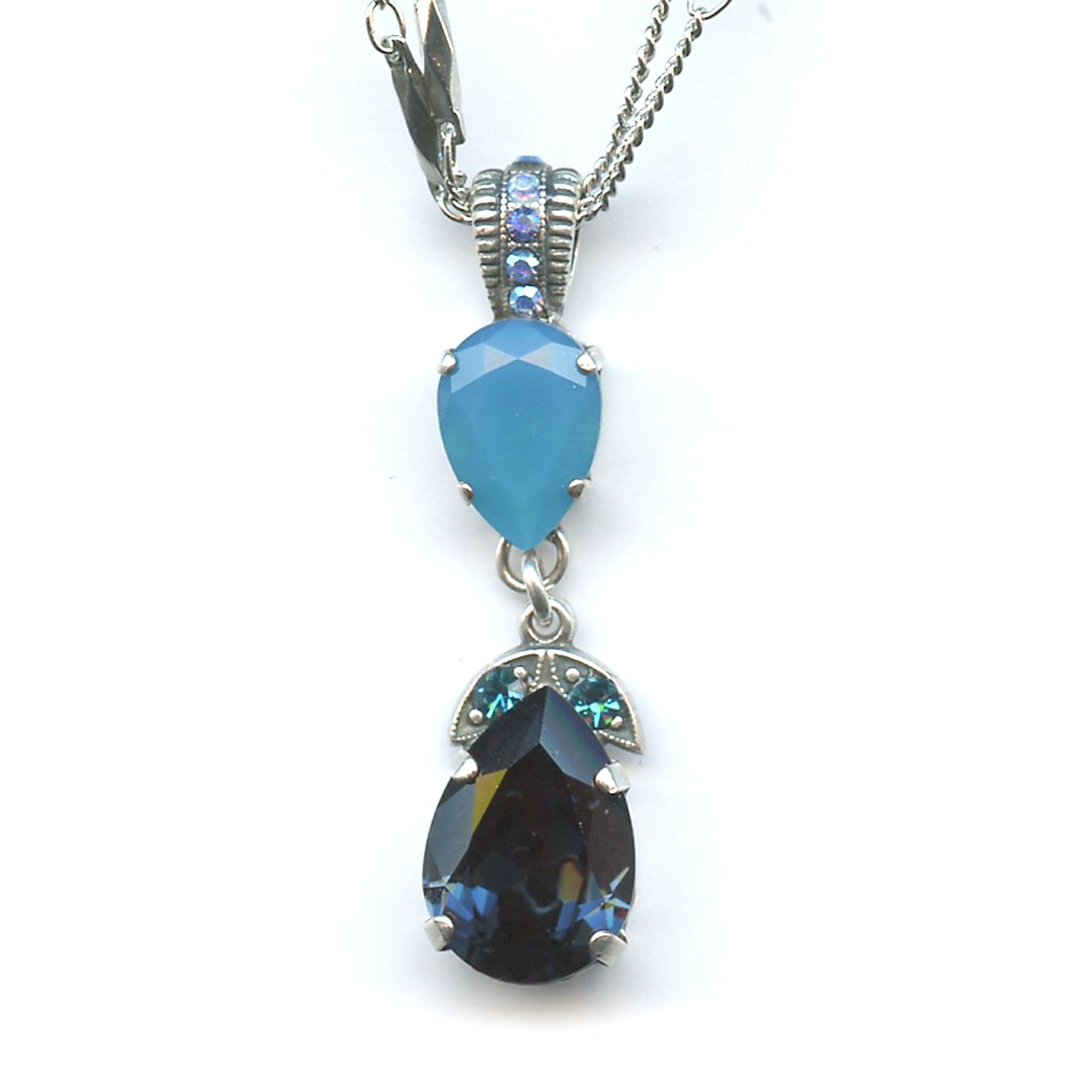 N-5032-4-1204-SP Pendant By Mariana Woman Sparkling Blue Opal and Sapphire Swarovski Crystals - Image 1