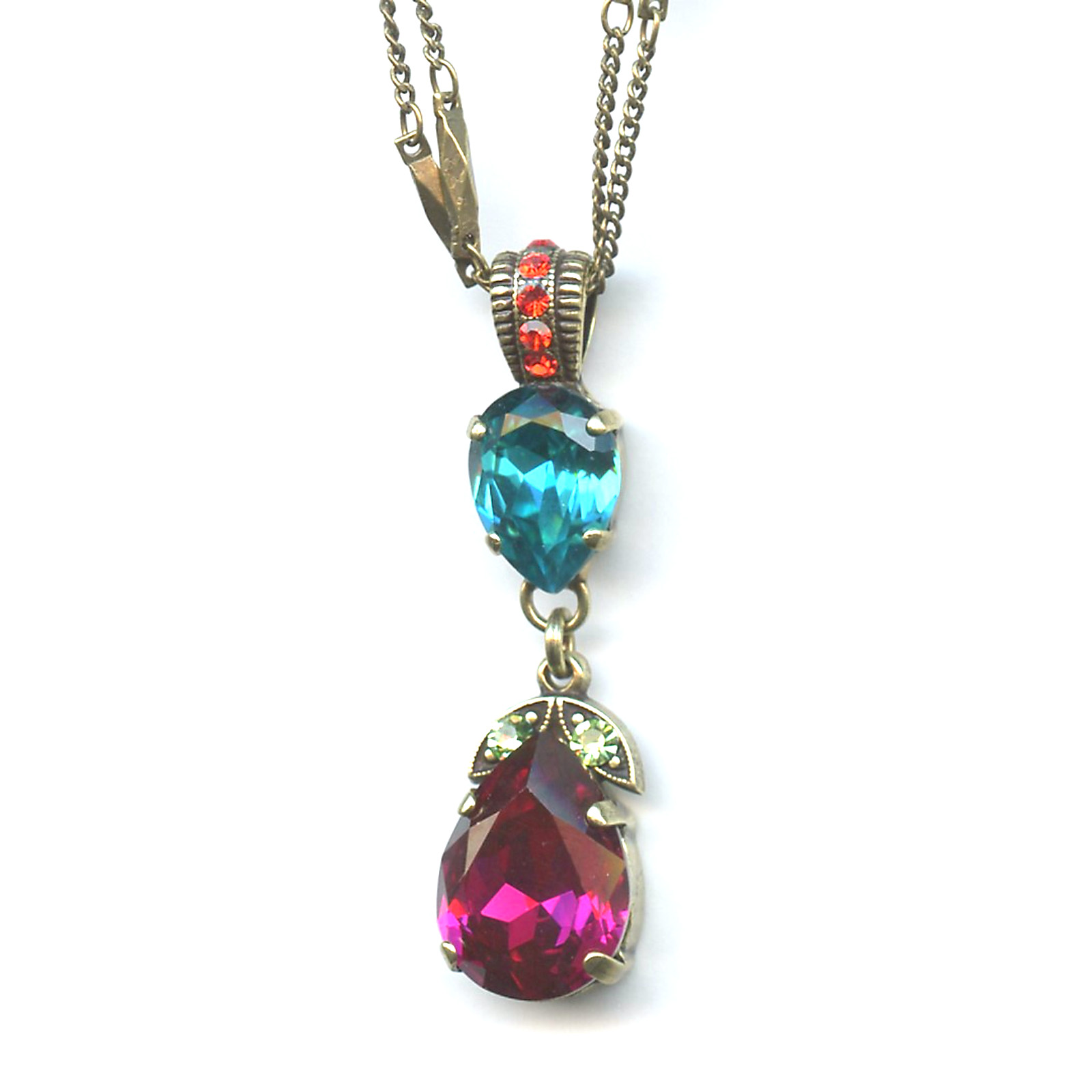 N-5032-4-1311-SP Pendant By Mariana Woman Classic Plum Purple and Aqua Blue Swarovski Crystals - Image 1
