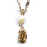 Pendant By Mariana Woman Stylish Sand Opal and Smoky Quartz Swarovski Crystals